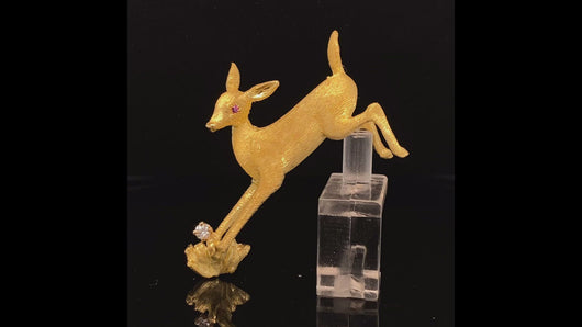 gold animal pin brooch deer doe jewelry