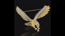 Load and play video in Gallery viewer, Gold animal pin brooch Bald Eagle bird
