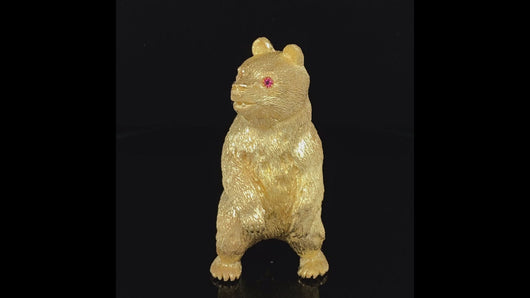Gold animal pin brooch bear
