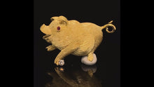 Load and play video in Gallery viewer, gold animal pin brooch jewelry pig
