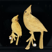 Load image into Gallery viewer, Gold animal pin brooch Cardinal Bird
