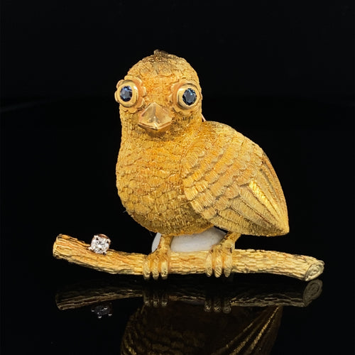 Gold animal pin brooch crunch bird