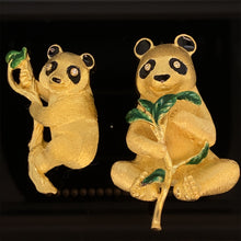 Load image into Gallery viewer, gold animal pin brooch panda bear
