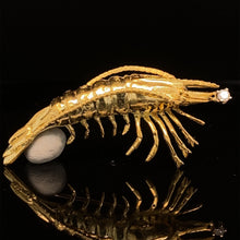 Load image into Gallery viewer, gold animal pin brooch jewelry shrimp
