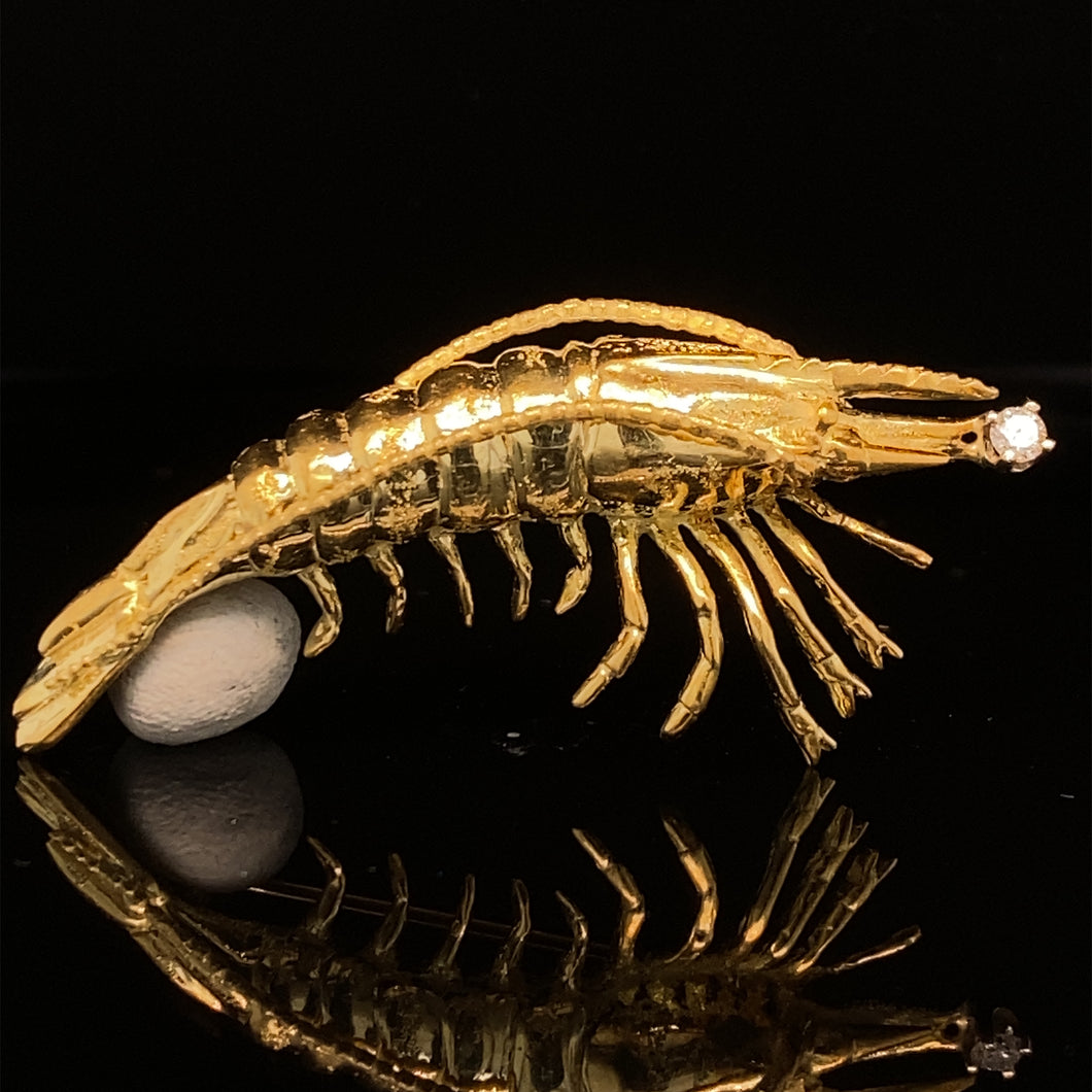 gold animal pin brooch jewelry shrimp