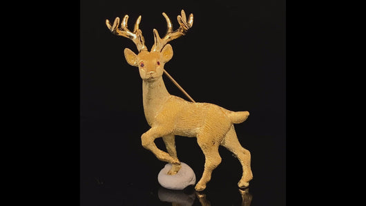 gold animal pin brooch deer reindeer jewelry