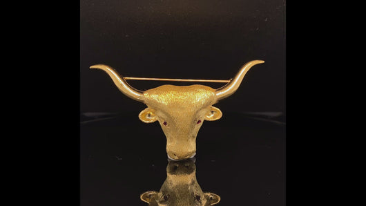 gold animal pin brooch longhorn jewelry