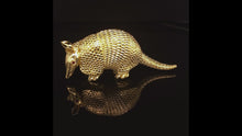 Load and play video in Gallery viewer, gold animal pin brooch armadillo jewelry
