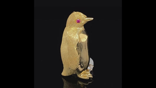 gold animal pin Brooch penguin