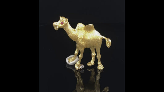 Gold animal pin brooch camel