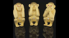 Load and play video in Gallery viewer, Gold animal pin brooch monkey hear no evil
