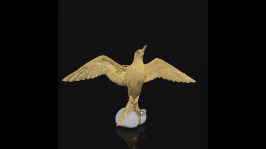 Gold animal pin brooch frigate bird