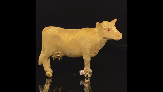 gold animal pin brooch cow jewelry