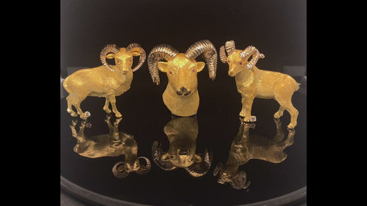 gold animal pin brooch jewelry Ram 