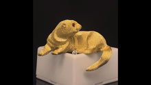 Load and play video in Gallery viewer, gold animal pin brooch jewelry fish otter

