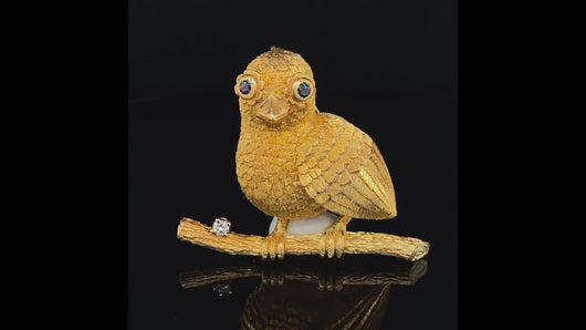 Gold animal pin brooch Crunch Bird
