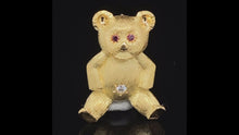 Load and play video in Gallery viewer, gold animal pin brooch teddy bear
