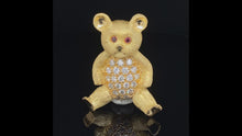 Load and play video in Gallery viewer, gold animal pin brooch teddy bear

