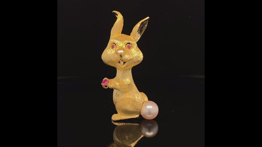 gold animal pin brooch jewelry rabbit