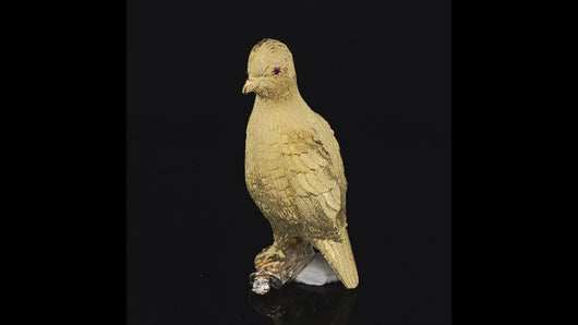 Gold animal pin brooch quail
