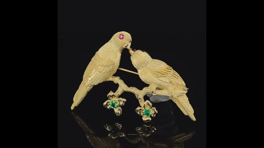gold animal pin Brooch lovebirds